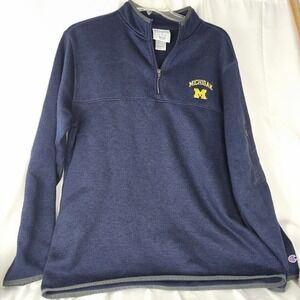 Champion Elite Michigan Wolverines 1/4 Zip Sweater Embroidered Men's L